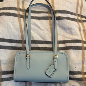 Coach Light Blue Leather Govetanned Swing Zip Shoulder Bag NWT